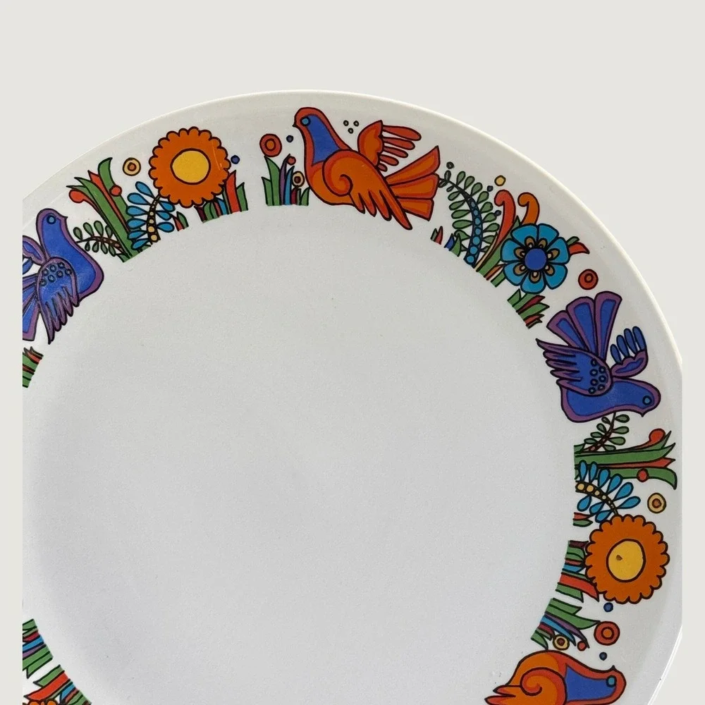 Six Villeroy & Boch Acapulco Dinner Plates MCM Bird Floral Mexican Folk Art